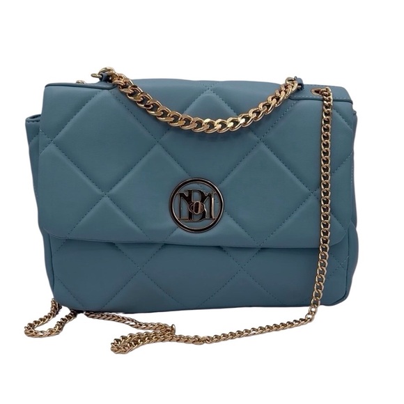Badgley Mischka Handbags - Badgley Mischka Elegant Blue Quilted Chain Shoulder Bag